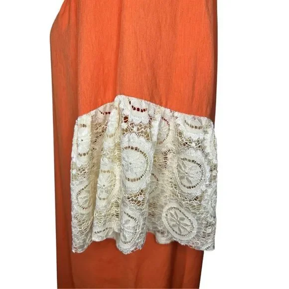Umgee Women’s Small Crochet Bell Sleeve Shift Dress Orange - Picture 3 of 7